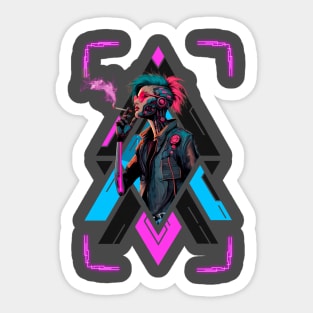 Cyberpunk Girl Smoking Sticker